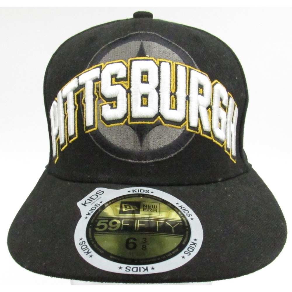 New Era Pittsburgh Steelers 59FIFTY Kids Fitted Hat Cap Youth Size 6 3/8 NFL